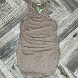 Junior mini faux brown dress